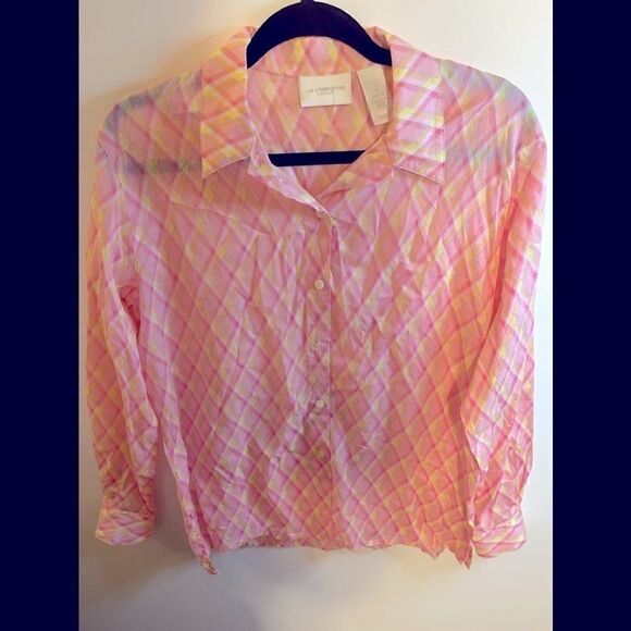 🛍Liz Claiborne  striped Button Down shirt M - Picture 1 of 9